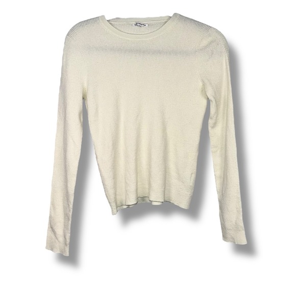 Reformation‎ Cream Ribbed Knit Long Sleeve Top Extra Fine Merino Wool - Picture 2 of 5